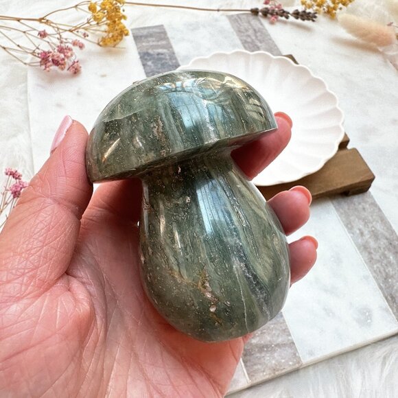 Beautiful Ocean Jasper Mushroom Carving - Picture 3 of 8